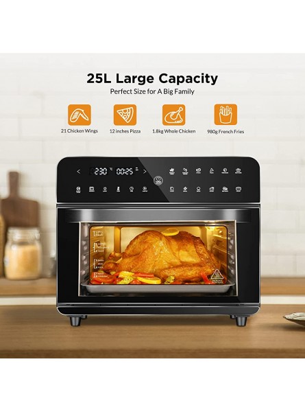 25L Convection Oven Countertop Convection Mini Oven 12 in 1 Multifunction Air Fryer Toaster Oven Digital Electric Oven Outdoor Oven Stainless Steel 1800W 4X Faster Cooking - XUJG0X1Q