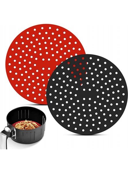 2PCS Air Fryer Liners 8” inch Reusable Heat Resistant Round Silicone Air Fryer Mats Non-Stick Basket Mats BPA Free Perforated Mats Air Fryer Accessory - LYNDR670