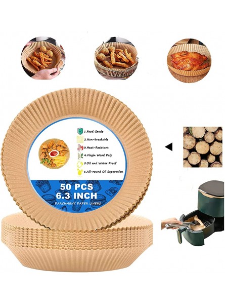 Air Fryer Liners,Air Fryer Disposable Paper,50PCS Air Fryer Trays Fryer Accessories,Made from Healthy and Safe Materials 6.3Inch - MOVG9HF2