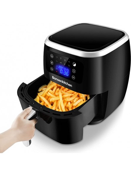 Bonsenkitchen Air Fryer 6L Large Capacity Air Fryer for Home Use with 8 in 1 Menus LED Touch Digital Screen 1700W Oil Free Air Fryer with Timer & Temperature Control Nonstick Basket AF8001Black - YPJVKAFU