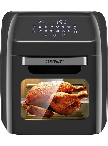 LLIVEKIT 12L Large Air Fryer Oven 1800W Family Size Digital Air Fryer with Rotisserie Dehydrator 12 Presets 90 Minutes Timer Preheat & Reheat Oil Less for Fry Roast Bake Grill 21 Recipes - SYRGIYNU