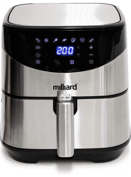 Milliard Air Fryer XL 5.5L Oil Free Digital Oven Cooker with Rapid Air Circulation 8 Cooking Presents Dehydrator Preheat and Shake Dishwasher Safe: Recipe Book Included 1700W Family Size - VVXLBIF8