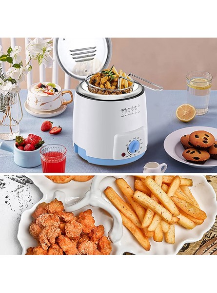 XUETAO 0.9L Electric Deep Fryer Home Deep Fat Fryer with Temperature Control Removable Oil Basket Non-Stick Oil Tank Easy Clean 600 W,Blue - DKFIPXMM