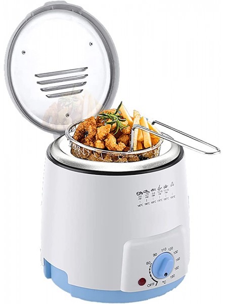 XUETAO 0.9L Electric Deep Fryer Home Deep Fat Fryer with Temperature Control Removable Oil Basket Non-Stick Oil Tank Easy Clean 600 W,Blue - DKFIPXMM