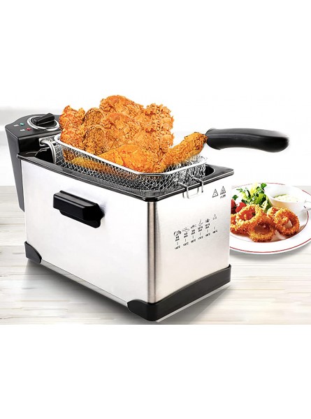XUETAO 3.5 Litre Deep Fat Fryer with Viewing Window Stainless Steel Deep Fryer Adjustable Temperature Control Removable Oil Basket Chip Pan Fryer Easy Clean 1800 W - LKWLGQ1T