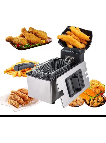 XUETAO Deep Fat Fryer with Viewing Window Stainless Steel Deep Fryer Removable Oil Basket Adjustable Thermostat Control for Cooking French Fries Onion Rings Egg Rolls Fried Chicken - QAZX8FYB
