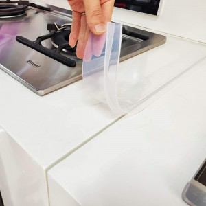 Silicone Kitchen Stove Counter Gap Cover 53cm Long Wide Gap Filler Between Stovetop Countertop Oven Washer Dryer Wall,Desk Set of 2 Clear - XTWSTDA5
