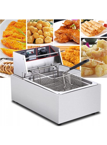 2500W Commercial Electric Fryer 5.5L Easy Clean Fat Fryer With Timer And Temperature Control Stainless Steel Universal Large Single Cylinder Deep Fryer With Basket - AQADVPME