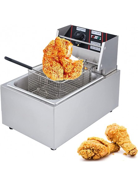 5.5L Stainless Steel Deep Fat Fryer 2500W Easy Clean Electric Fryer With Timer And Temperature Control For Food Cooking & French Fries - XXLZQD01