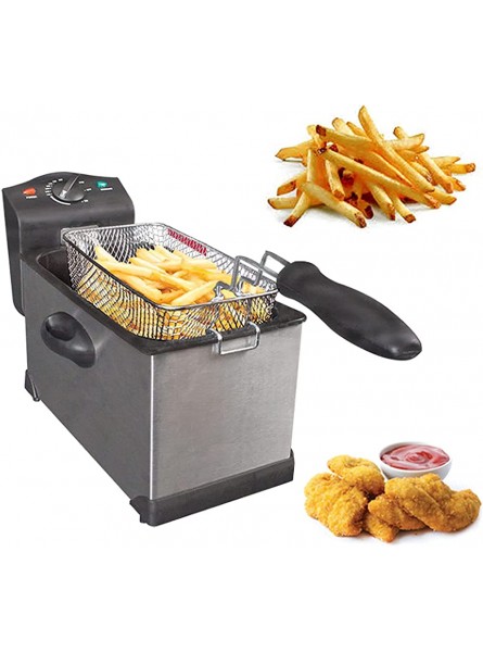 ADEPTNA 3L Stainless Steel Deep Fat Fryer Adjustable Thermostat Control Safety Automatic Release Button Safe Cool Touch Handle 2000W – Removable Frying Basket - SKTSGR4R