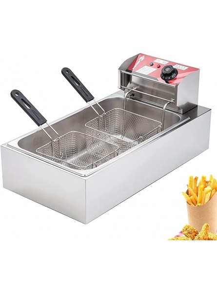Electric Deep Fryer 3000W 12L Stainless Steel French Deep Fat Fryer with Basket Adjustable Temperature for Cooking French Fries Onion Rings Fried Chicken and More - LYUSV322