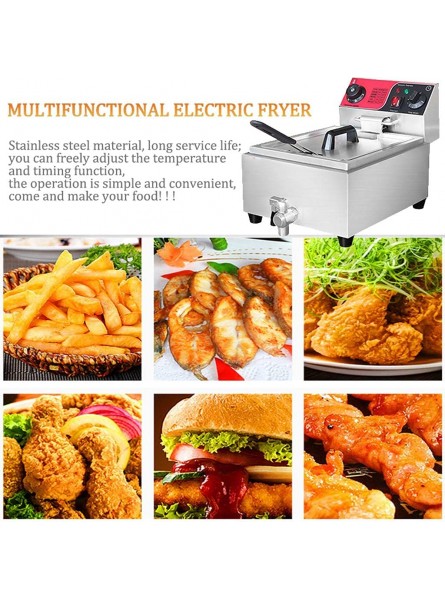 Fat Fryer Basket,Electric Deep Fryer 6L 2500W Single Deep Fat Fryer with Oil Filter Commercial Fryer with Thermostat and Timer Function Easy Clean - EGCVHD77