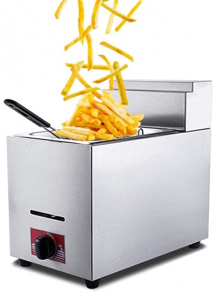 Fat Fryer Basket,Large Capacity Gas Fryer Stainless Steel Deep Fat Fryer 6L Chip Fryer with Removable Basket and Lid for Commercial and Home Use - KICU56GG