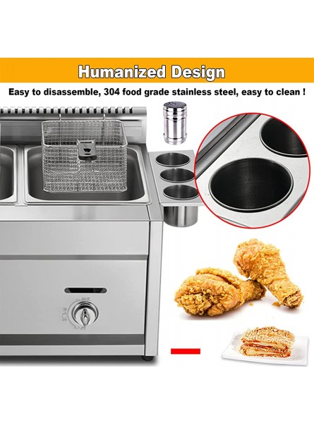 Large Capacity Gas Fryer 22L Double Basket Stainless Steel Fryer Dual Tank Freestanding Adjustable Firepower Removable And Washable For Home Kitchen Restaurant Gas 22L Single - YODRG82M
