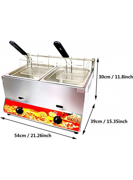 Stainless Steel Countertop Gas Fryer Commercial Professional Deep Fryer 22L Large Capacity With Removable Baskets And Lid Adjustable Firepower For Restaurant Home Fries Chip Natural Ga - DTZF20AY