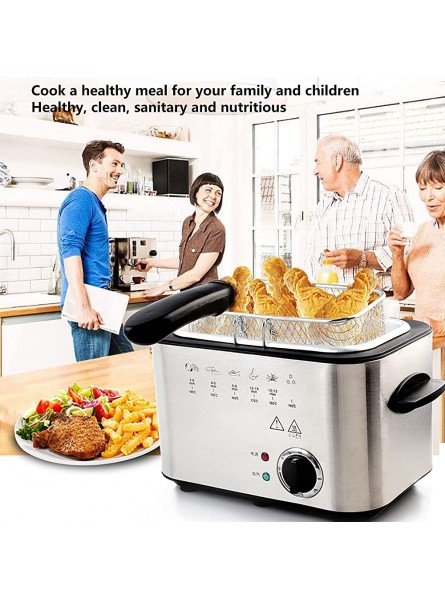 XUETAO 1.5 L Electric Deep Fryer with Viewing Window Stainless Steel Deep Fat Fryer Easy Clean and Adjustable Temperature Control 1000 W Silver - BQKFEYF2