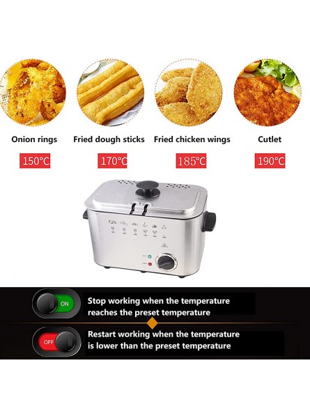 XUETAO 1.5 L Electric Deep Fryer with Viewing Window Stainless Steel Deep Fat Fryer Easy Clean and Adjustable Temperature Control 1000 W Silver - BQKFEYF2
