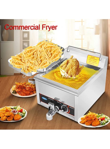 XUETAO 15L 17L Deep Fryer with Basket Strainer Countertop Gas Deep Fryer with Oil Return Pan for French Fries Restaurant Home Kitchen - MXPI2K33