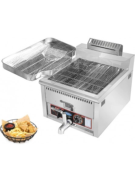 XUETAO 15L 17L Deep Fryer with Basket Strainer Countertop Gas Deep Fryer with Oil Return Pan for French Fries Restaurant Home Kitchen - MXPI2K33