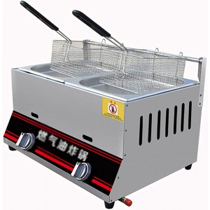 XUETAO 6L 12L Commercial LPG Gas Fryer Stainless Steel Countertop Deep Fryer with Basket for French Fries Restaurant Home Kitchen - KIWP89KD