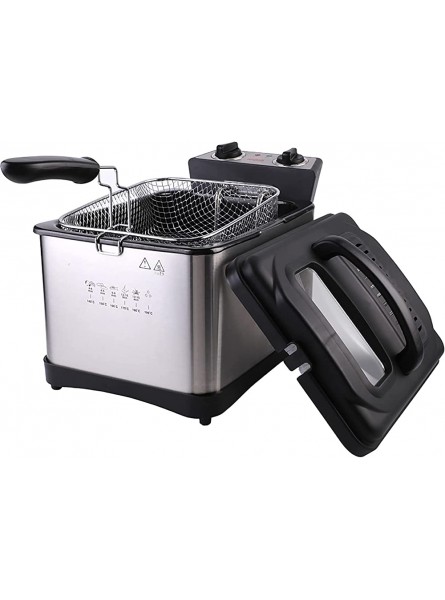 XUETAO Deep Fryer with Viewing Window Stainless Steel Deep Fat Fryer Temperature Control Removable Oil Basket Safety Cut Out Non-Stick Oil Tank Easy Clean 2000W,5L - FYLSD4JP