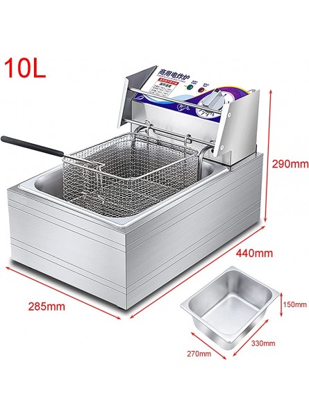 YLWJ 10L 20L Commercial Fryer Electric Fryer Thicken Stainless Steel Fryer Single Fat Tank With Lid And Frying Basket Adjustable Temperature Easy To Clean - ITQPKIYA
