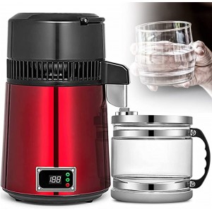 XYEJL Water Distiller,4 L Stainless Steel Water Purifier,750W Water Distillation Countertop Water Distiller Machine with Connection Bottle Glass Container for Offices Home,Red - JOLJ95Q7