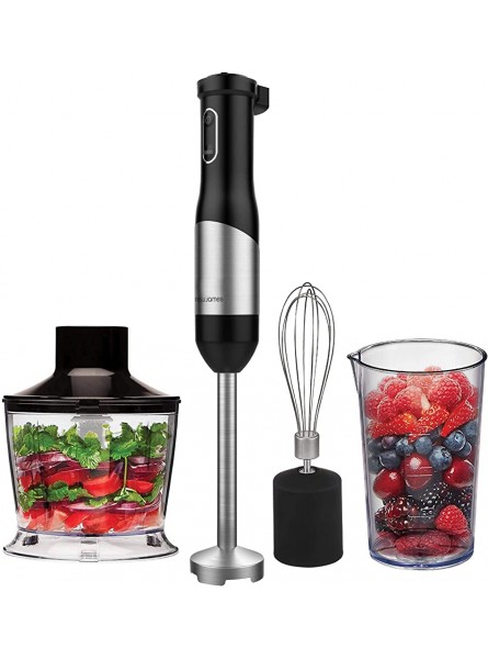 Andrew James Hand Blender 3 in 1 Set Electric with Whisk & Chopper Plus Bowl & Beaker | 20 Speed Plus Turbo | Great for Soup Sauces & Baby Food | 800W | Black & Stainless Steel - UYHISNRY