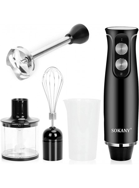 Electric Hand Blender,6-Speed High Efficiency Multi-Function 4-in-1 Immersion Blender with Whisk Milk Frother Beaker BPA-Free for Smoothies Milkshake Baby Food Soups Sauces UK Plug - DSFN5XJO