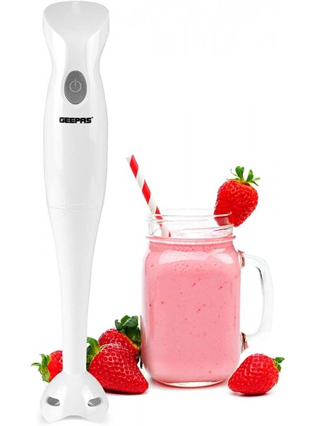 Geepas 200W Hand Blender Food Collection Hand Blender Soup Mixer with Stainless Steel Blades Ideal for Smoothies Shakes Baby Food Soup Grinding Ingredients Vegetables & Fruits 2 Year Warranty - RMEG3NFS