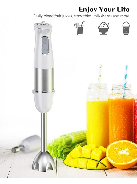 Hand Blender 2 3 5 in 1 Electric Food Blender with Turbo Button Milk Frother Egg Whisk Baby Food Juicer Milkshake and Smoothies Maker for Soup and Sauce Electric Stick Blender 2 IN 1 - WCAQPR3D