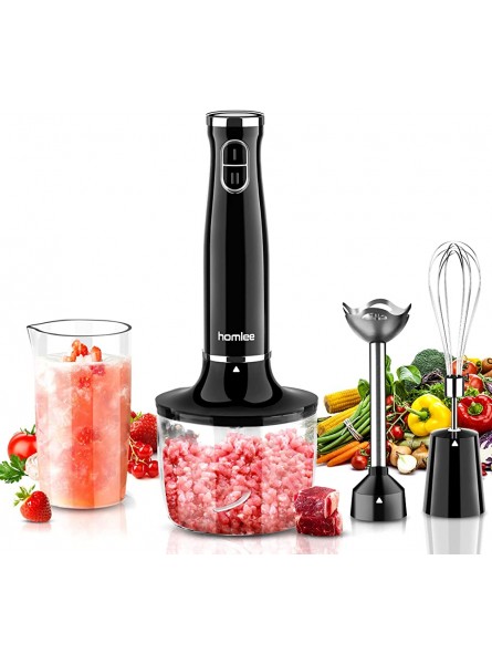 Homlee Hand Blender 5 in 1 blender hand held 800W Stick Blender with 600ml Mixing Beaker 600ml Food Chopper Egg Whisk Stainless Steel Blade for Smoothies Soups Sauces Baby Food - GNAR9YS3