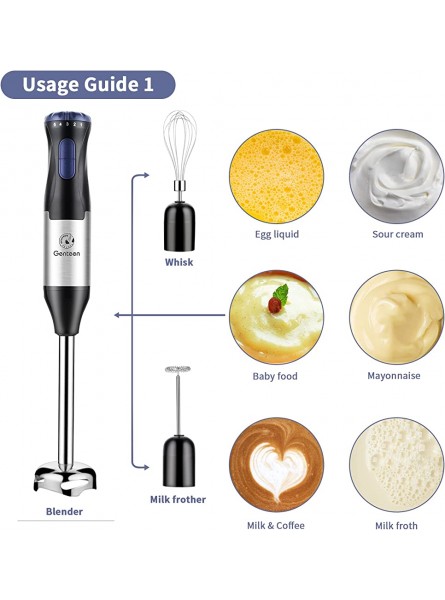 Immersion Blender,Genteen 5-in-1 Handheld Blender-Powerful 1000W Motor Immersion Hand Blender with Stainless Steel Stick Blender,Beaker,Chopper,Whisk and Frother for Baby Food,Smoothie Sauces,Puree - OURJUAT3