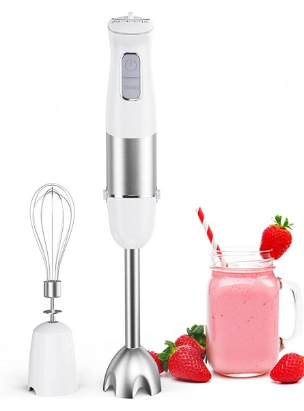 Michark 2-in-1 Hand Blender 6 Speeds Stick Blender with Turbo Button 1000W 17000U min 2 Sharp Stainless Steel Blades for Smoothies Puree Baby Food Sauce and Soup White 29085-2021 - HPPVJI55