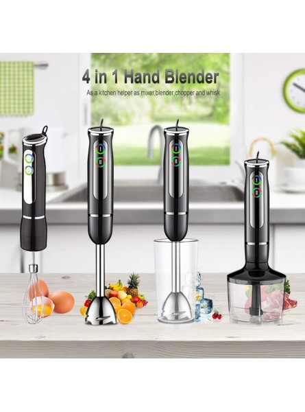 PowCube Hand Blender 4-in-1 Stick Immersion Blender 8-Speed Electric Whisk Handheld with 860ml Food Processor,600ml Beaker,Egg Whisk for Baby Food Juices Sauces and Soup 600W - CYBCSIIN