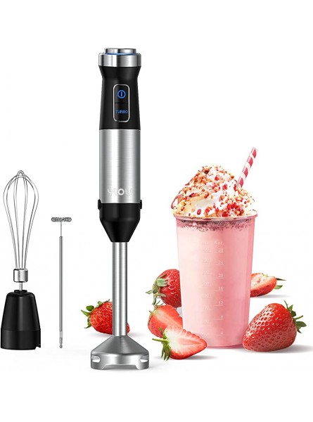 YIOU Immersion Blender Ultra-Stick Hand Blender Variable Speed Hand Blender 500 Watt Heavy Duty Copper Motor Brushed 304 Stainless Steel for Soups Sauces and Smoothie Set Black - YGCT8GFM