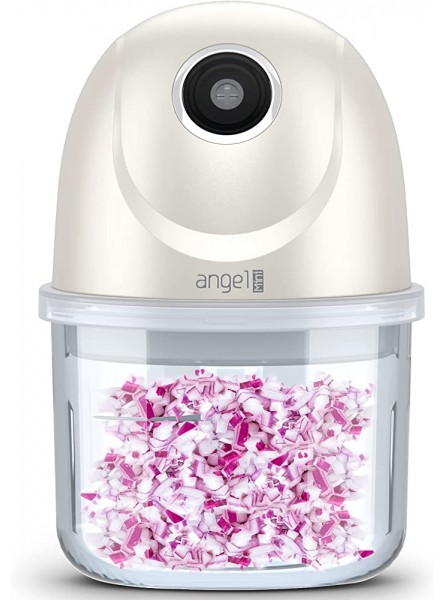 Electric Mini Vegetable Chopper Mini angel 200ml Portable Garlic Rechargeable Chopper with 3 Sharp Blades Grinder Chopped in 3S Cordless for Onions,Fruits,Nuts,Meat,Baby Food White - TAQJNKS6