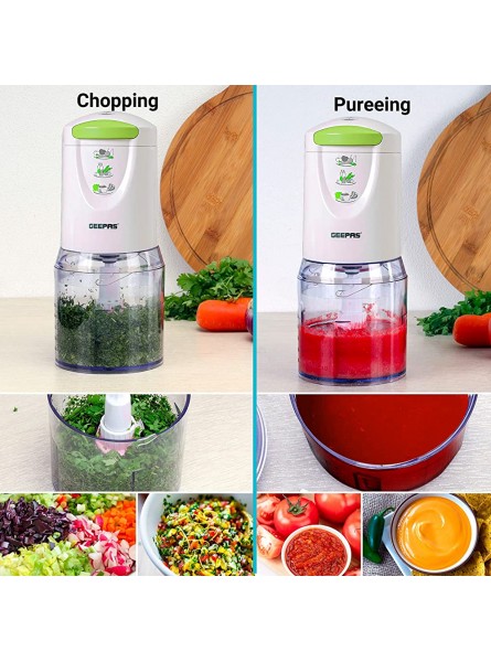 Geepas 400W Mini Food Processor – 500ml Food Chopper 4 Bi-Level Stainless Steel Double Blades for Blending & Chopping – Perfect for Salads Salsa Pesto Curry Pastes & More – 2 Year Warranty - XZIZ6TF4