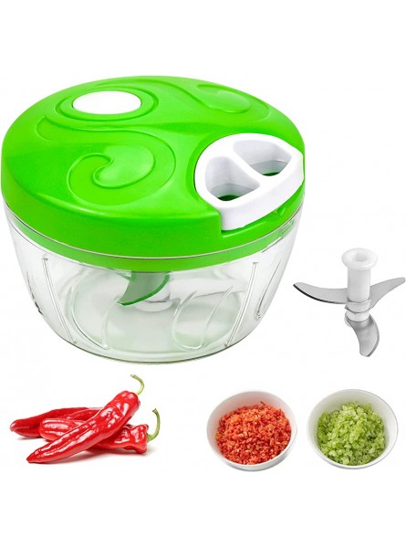 Hand Food Chopper Manual Food Processor with 3 Stainless Steel Blades Garlic Processors Pull Food Processor for Onion Vegetable Meat Garlic Nuts Fruit Ice Egg 520ML Green - FGIYPY2R