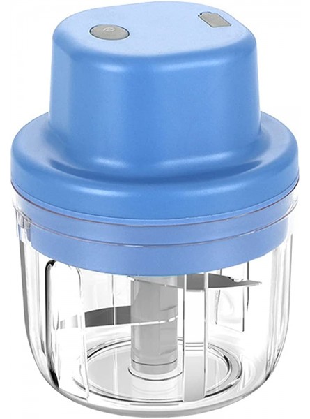 Pressed Garlic Chopper Electric Mini Food Stainless Steel Usb Processor Mincer with 3stainless Blade Waterproof Charging Easy Clean blue 150ML - HRAF8JRI
