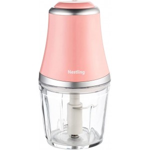 Teenza 600ML Kitchen Mini Food Chopper-Electric Food Processor Vegetable and Fruit Cutter Onion Slicer Dicing Machine With Transparent Glass Bowl a Good Helper in the Kitchen Pink - RENXX2J1