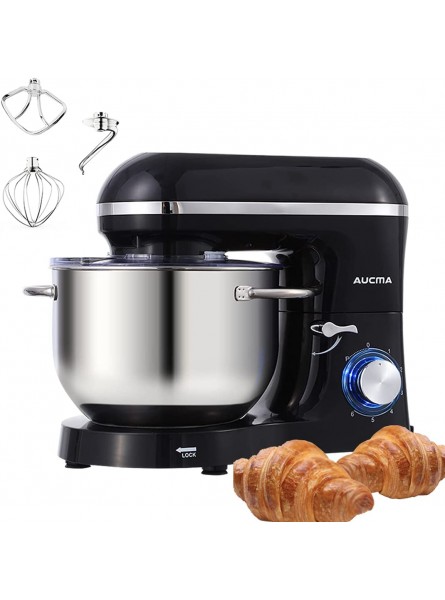 Aucma Stand Mixer 1400W with 6.2L Stainless Steel Mixing Bowl 6 Speed Tilt-Head Food Mixer Kitchen Electric Mixer with Upgraded Dough Hook Whisk & Flat Beater（Black） - BCEKVQ86