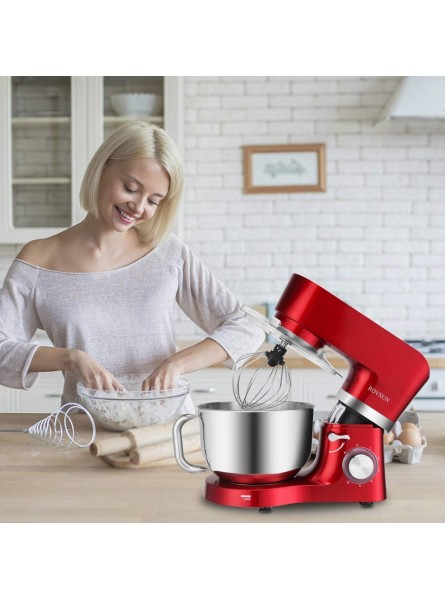 Bonnlo 5.8 Quart 5.5L Stand Mixer 1500W Electric Kitchen Food Mixer with 6-Speed Stainless Steel Bowl Dough Hook Beater Whisk for Cake Baking Red - KPMLA5EK