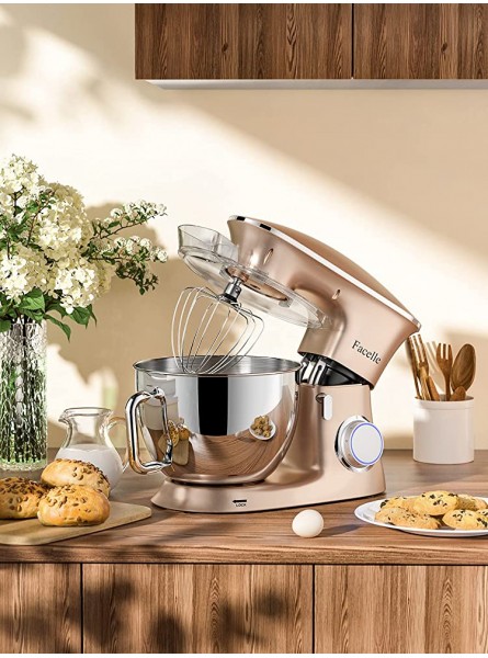 Facelle Stand Mixer 8.5 Quart Electric Mixer 1500W 6-Speed Tilt-Head Kitchen Electric Food Mixer with Beater Dough Hook and Wire Whip Champagne - MTJDXD0G