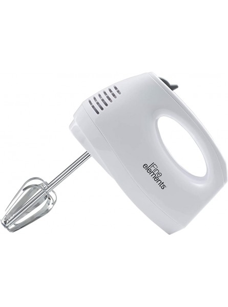 Fine Elements SDA1778 Hand Mixer with Two Stainless Steel Whisks and Flat Beaters 150W 220-240V 50-60Hz Five Speed Selection One Button Ejection Compact Design Robust & Easy-Clean- White - RVCQV3JA