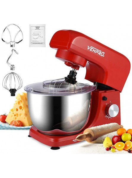 iWINTOP Kitchen Electric Stand Mixer 1000W Electric Food Mixer Dough Blender with 8-Speeds with 4.5L Stainless Steel Mixing Bowl Whisk Dough Hook Beater Splash GuardRed - HQLAHFD6