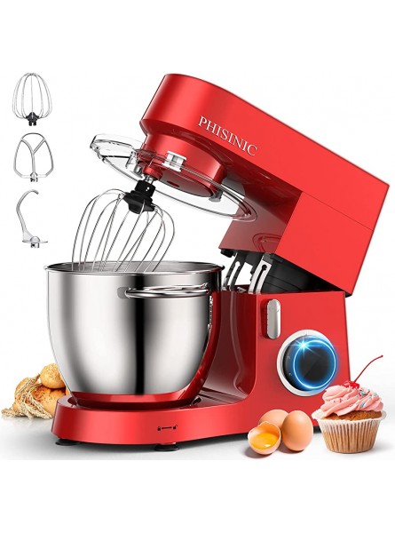PHISINIC Stand Mixers for Baking All Metal Food Mixer 6.5L 1800W Kitchen Electric Mixer All Metal Mixer Mixer with Bowl Dishwasher Safe Dough Hook Whisk BeaterRed - HXOJAB0M