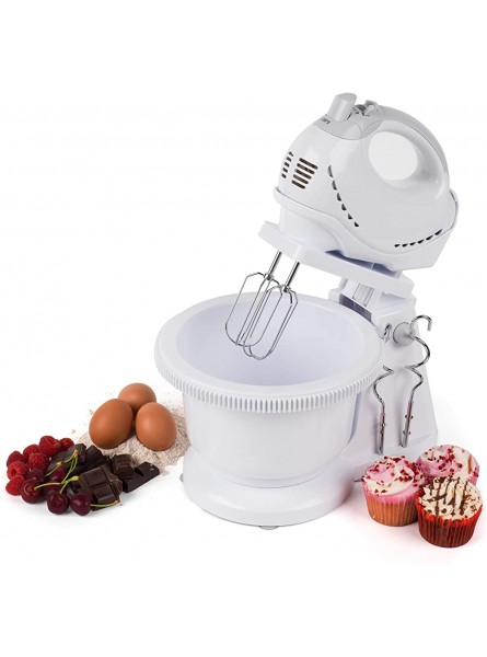 Progress EK3593P Electric 2 in 1 Twin Hand & Stand Mixer 2 Litre Bowl 5 Speed Chrome Dough Hooks Beaters 250 W White Perfect for Baking Home Catering Ideal for Bread Cake Scones, - VUSJ38Q9