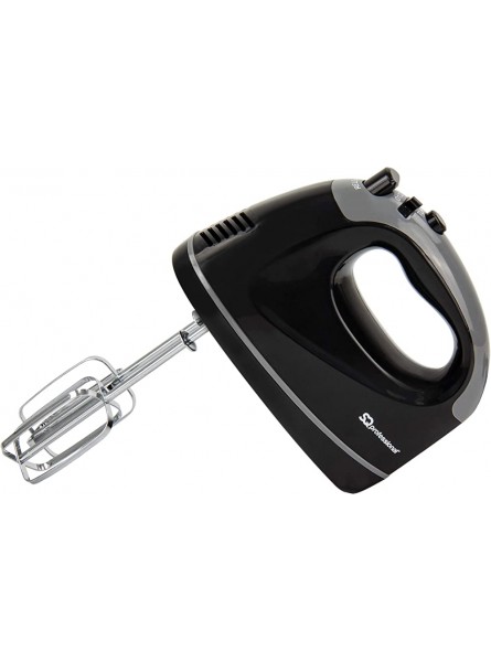 SQ Professional Blitz Hand Mixer Electric Whisk Turbo Button 5 Speed Control 2X Beaters 2X Dough Hooks 300W Black - VSFTUOEO
