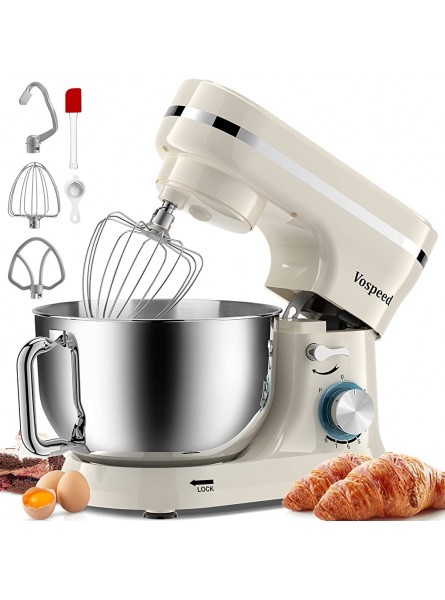 Vospeed Food Stand Mixer Dough Blender 5 QT 1000W Electric Cake Mixer with Bowl Beater Hook Whisk Egg Separator & Silicone Spatula Dishwasher Safe White - ALFPM47J